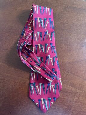 Chaps by Ralph Lauren Deep Red Tie with Multicolor Golf Tees